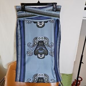 STYLEWE Blue and Black Patterned Pencil Skirt